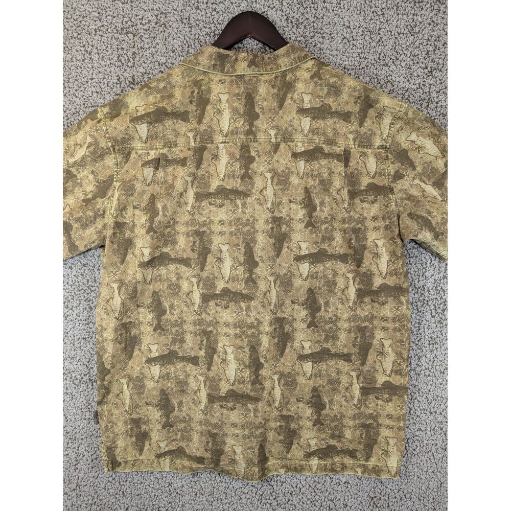 WOOLRICH Mens Fishing Short Sleeve Button Up Shirt Size XL Fish Print Outdoor - Picture 7 of 8